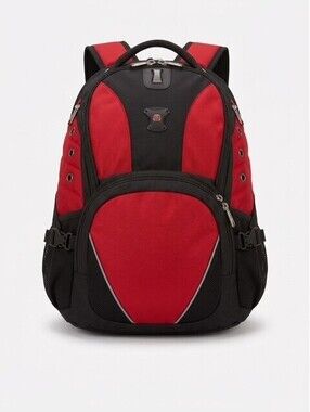 SwissGear Red and Black Durable Backpack with Multiple Compartments